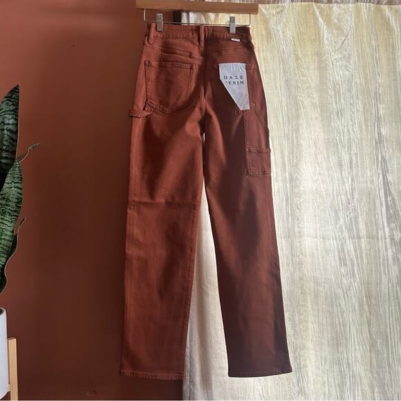 DAZE Sundaze Utility Pant Straight Jeans Workwear Caramel Burnt Orange NEW Sz 24 - Picture 4 of 8